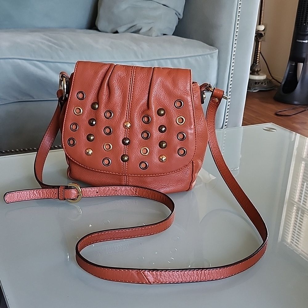 B. Makowsky Leather Pumpkin Color Whimsigoth Boho Indie Sleaze Westerncore  Bag‎